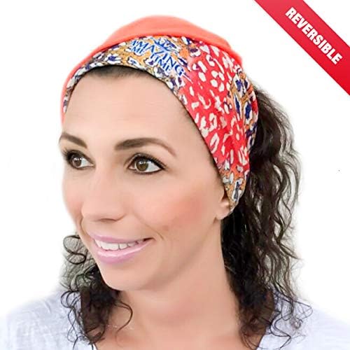Workout Headbands Women, Men Multifunctional Yoga Sports Running Hiking No Slip Not Too Tight Sweat Wicking Absorbent Super Soft Lightweight Fashion Design Fabric Headwear Reversible, Stretchy