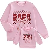 Pudcoco Mommy and Me Valentines Sweatshirt Family Matching Mama Mini Coquette Bow Love Heart Graphic Pullover Top