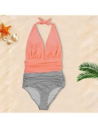 Traje de baño de una pieza de dama Traje de baño de cintura alta Trajes de baño halter para control de barriga