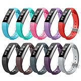 AIUNIT Compatible Fitbit Alta Band, Replacemnt for Fitbit Alta and Alta HR Newest Accessory Band Small for Fitbit Ace Bracelet Strap Adjustable Wristband 10Pack W/Fastener Clasp Women Men Kids Stripe