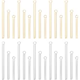 UNICRAFTALE 36Pcs 3 Sizes 2 Colors Stainless Steel Long Bar Shape Pendants Long Vertical Cubic Drop Dangle Earring Metal Smooth Pendants for Jewelry Making