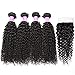 Flady Brazilian Curly Hair 4 Bundles with Closure 18 20 22 24+16inch 10a Unprocessed Virgin Brazilian Kinkys Curly Human Hair Bundles with 4x4 Free Part Closure