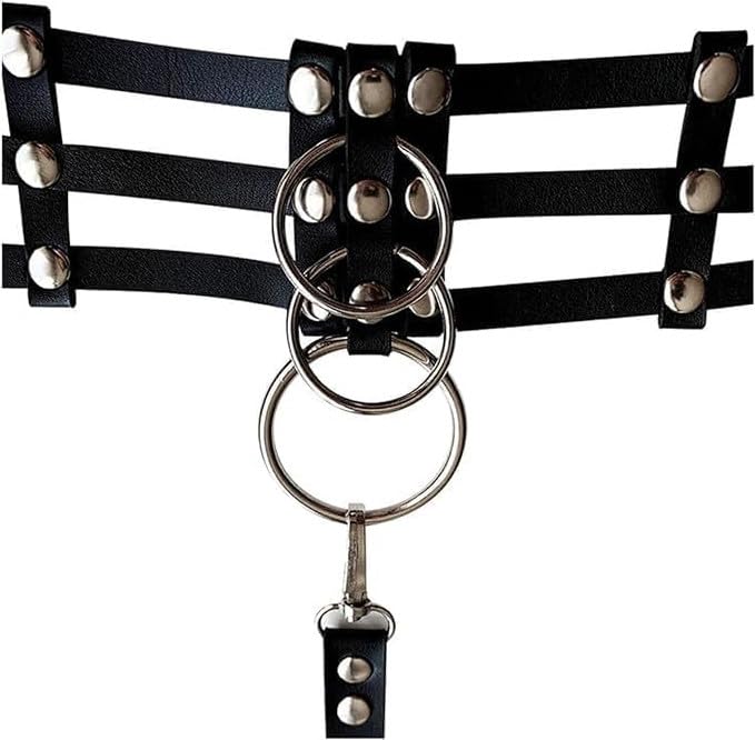 FOCICE PU Leather Gothic Fashion Collar with Detachable Strap – Adjustable Neck Choker for Costume or Party Accessory