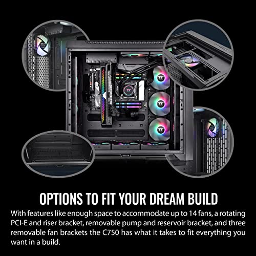 Thermaltake CTE C750 TG ARGB E-ATX Full Tower with Centralized Thermal Efficiency Design; 3x140mm CT140 ARGB Fans Pre-Installed; Tempered Glass Front & Side Panel; CA-1X6-00F1WN-01; Black