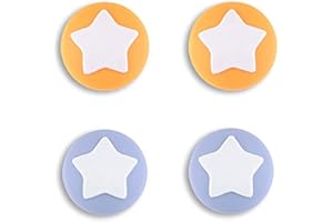 eXtremeRate PlayVital Star Design Cute Switch Thumb Grip Caps, Light Violet & Caution Yellow Joystick Caps for Nintendo Switc
