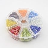 PEPPERLONELY Brand 103gram Rainbow Mixed AB Color Glass Bugle Bead Box