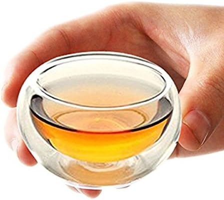 Double-walled Borosilicate Glass Heat-resisting Tea Cups,Clear-Set of 4
