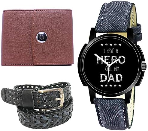 Xforia Stylish Combo Set of Multicolor Analog Watch, Leather Wallet & Belt for Men XF_WBW_145