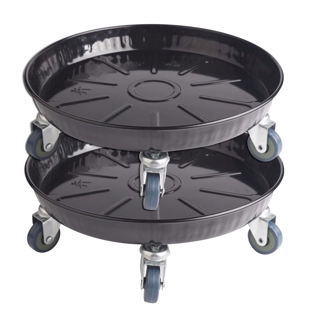 Photo 1 of ARTLINE 10" Round Plant Stand with Lockable Wheels, 160lbs Heavy Duty for Indoor Outdoor, Large Rolling Dolly Planter Caddy on Casters to Carry Potted Flower Pot, Round Metal Tray NO Holes, 2 Pack