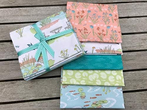 Lily PAD Fabric Bundles - VISFB52 Lily Pad Kingfisher - 5 Fat Quarters Each 45 cm x 53 cm - by Debbie Shore - 100% Cotton (VISFB52 Lily Pad Kingfisher)
