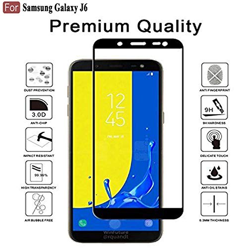 CEDO Full Glue Coverage Edge to Edge Tempered Glass Screen Protector for Samsung Galaxy J6 (2018) (Black)