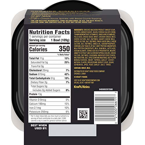 Cracker Barrel Single Bowl Cheddar Havarti Macaroni and Cheese Dinner