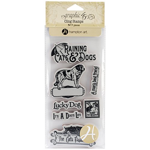 Graphic 45 Raining Cats and Dogs Cling Stamps, No.1
