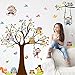 Amaonm Removable Giant Brown Tree & Cororful Leaves Wall Decal Natural Jungle Wildlife Animals Owls,Monkey,Butterfly,Birds DIY Home Art Decor Wall Stickers for Bedroom Living Room Nursery Room