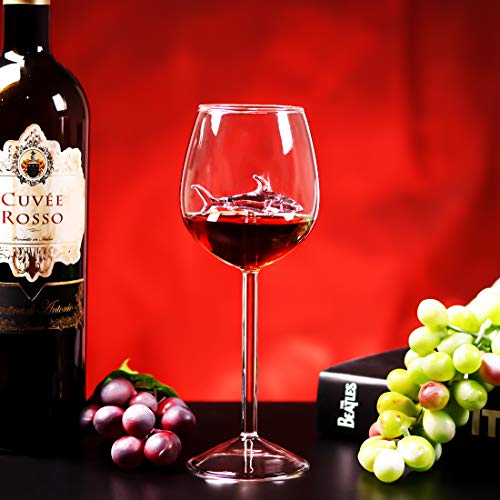 JGLASSMALL 2 Packs Shark Wine Glass Goblets - Fun Novelty Bar Gift for Wine Lovers Fancy Party Glasses