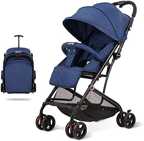 TYUE Stroller Light Wagon, Foldable Stroller, one-Handed Folding, Four-Wheeled cart Made of Steel, Suitable for 0-3 Years Old, Grey, Blue, Green, Pink,Blue