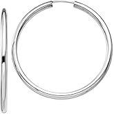 925 Sterling Silver Hollow Polished Endless Tube Hoop Earrings 52x52mm Wide 3mm Thick Hoop Earring for Women