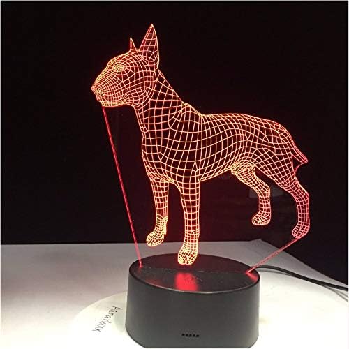 Ytdzsw Bull Terrier Dog 3D Lamps 7 Color USB Night Lamp Led for Kids Birthday Creative Bedside Decor Gift
