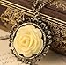 elegantstunning 2014 Vintage Nostalgic Bronze Yellow Flower Rose Rose Bud Long Pendant Necklace Chain