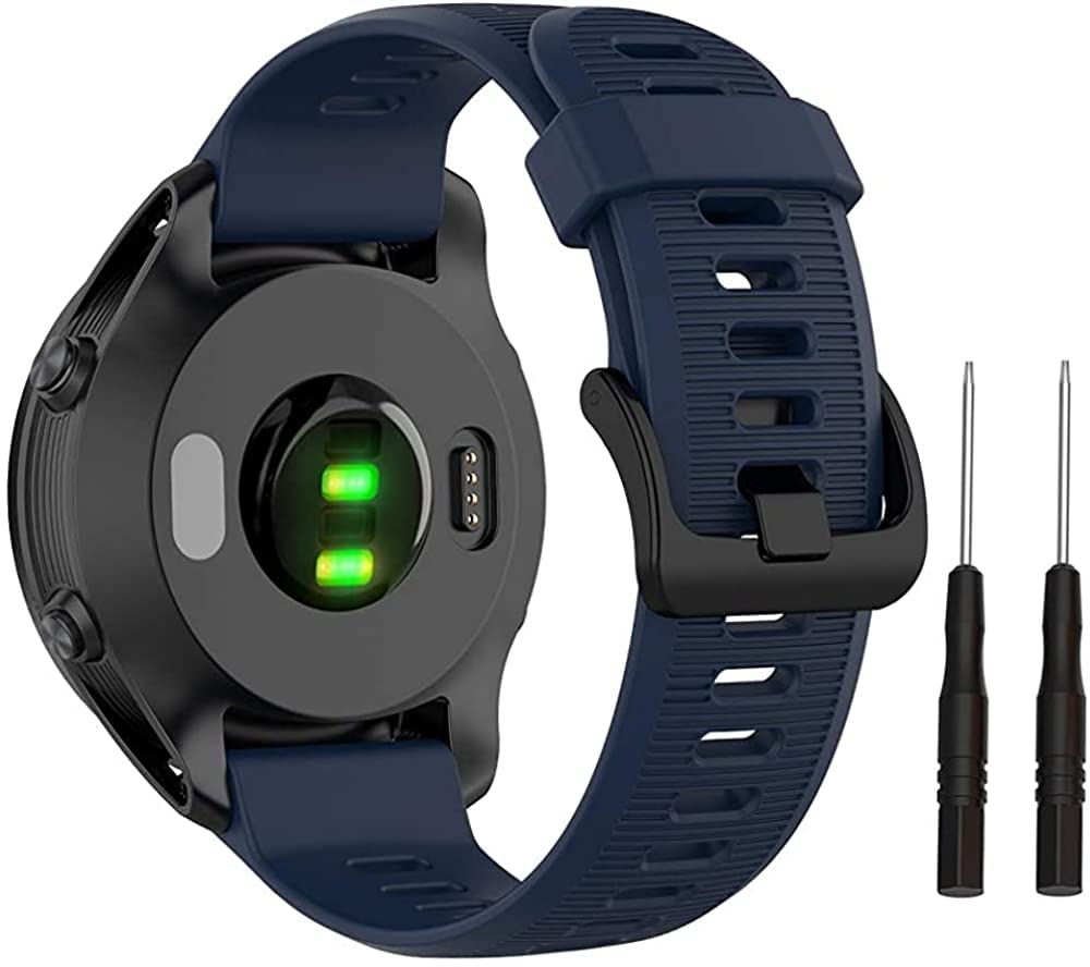 Fleshy Leaf Band for Garmin Forerunner 935/Forerunner 945/Forerunner 745,Compatible with Fenix 5/ Fenix 5plus/ Fenix 6/ Fenix 6 Pro/Approach S60(dark blue) — image 1