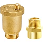 Joywayus Brass Automatic Float Valve Kit 1/2"G Air Bleeder Release Vent Valve &amp; 1/2"G Female &times; 1/2"NPT Male Pipe Fitting Connector Adapter