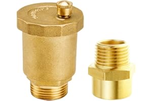 Joywayus Brass Automatic Float Valve Kit 1/2"G Air Bleeder Release Vent Valve & 1/2"G Female × 1/2"NPT Male Pipe Fitting Connector Adapter