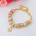Long Way ® Gold Plated Snake Chain Beads Charm Bracelet for Women