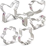 Spring / Easter Cookie Cutter Set - 6 piece - Butterfly, Dragonfly, Teardrop Bird, Flower, Cute Owl - Ann Clark - Tin Plated Steel