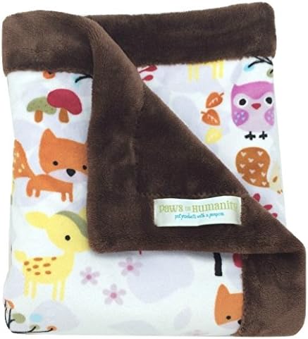 Woodland Creatures Minky Blanket for Dogs ~ Cuddly Small Double Thickness 26” x 30” ~ for Puppies, Toy Breeds, Dog Stroller, Carrier, Sling, Crate, Car and Lap ~ USA Made