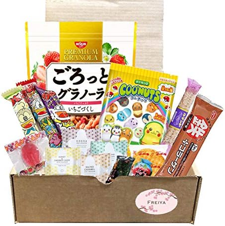 Japanese Variety Candy Snacks Pack with full size Strawberry Ichigo Granola - Freiya