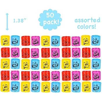 Mini Party Favors - Silly Face Emoji Coil Springs - (50) Pieces of Assorted Colorful 1.38