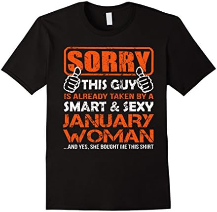 Men's this guy is taken by a smart and sexy january woman shirt 2XL Black