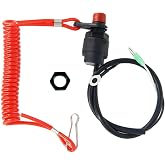 Boat Outboard Switch Engine Motor Lanyard Kill Urgent Stop Button, Safety Connector Cord Compatible for Yamaha Suzuki Honda Tohatsu Hidea