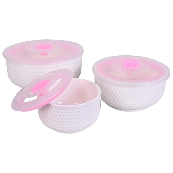 BUYER'S CHOICE Ceramic Ware Air Tight Microwave Bowl with Lid, Set