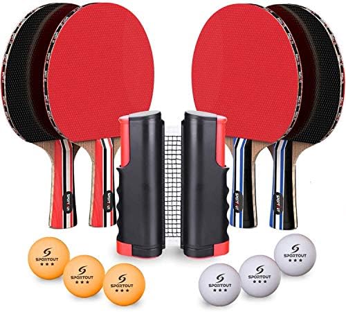 Sportout 4 Player Ping Pong Paddle Set