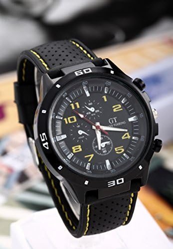 GT Furious Racing Sport Watch Military Pilot Aviator Army Style Black Silicone Faddish F1 Men's Watches by GT GRAND TOURING