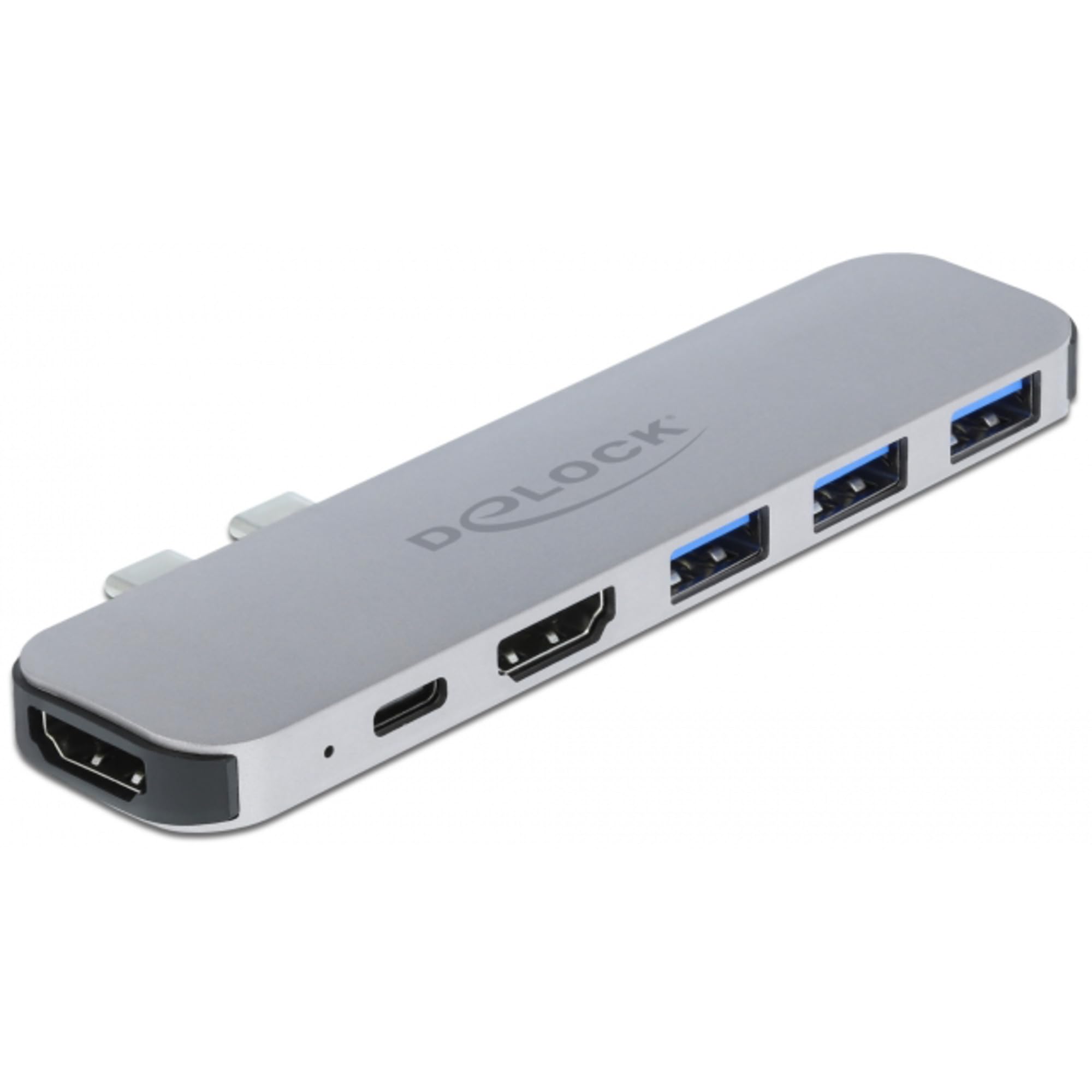 Delock USB C HUB for MacBook, 6-in-1, USB-C Adapter, Thunderbolt 3 Mini Dock, 2 x HDMI 4K, 3 x USB 3.0, USB-C PD 60 Watt, 87753