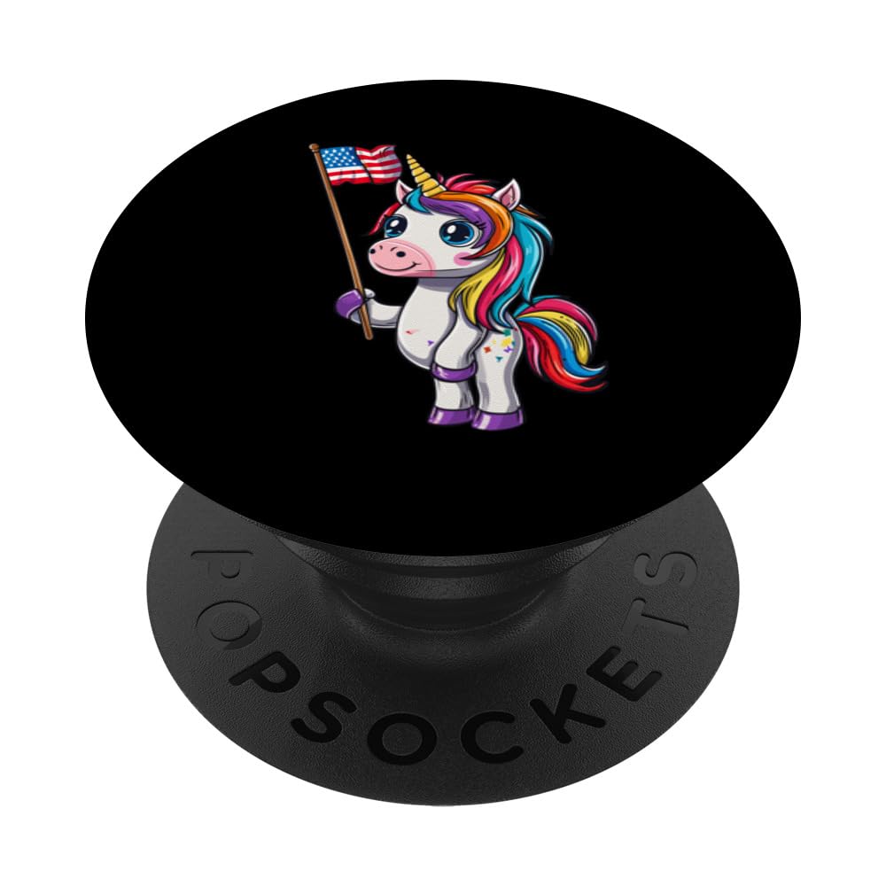 Unicorn Patriotic 4th Of July USA American Flag PopSockets Swappable PopGrip