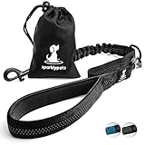 3 in 1 Short Dog Leash - Shock-Absorbing Bungee with Padded Handle - Elastic Attachment for Your Regular Leash, Control Handle, or Traffic Leash – Suitable for Medium and Large Dogs (Black)