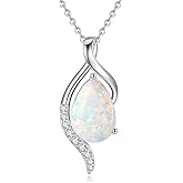 FANCIME Birthstone Necklace for Women Teardrop Cubic Zirconia Necklace S925 Sterling Silver Gentle Love Birthday Gifts for Mom Women, 16"+2" Inches