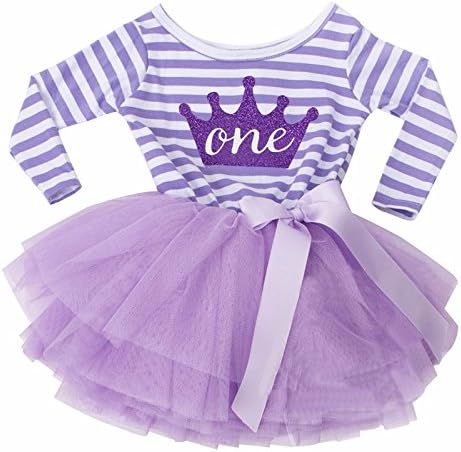 Fairy Princess 1st Birthday Stripe Tutu Dress Lilac