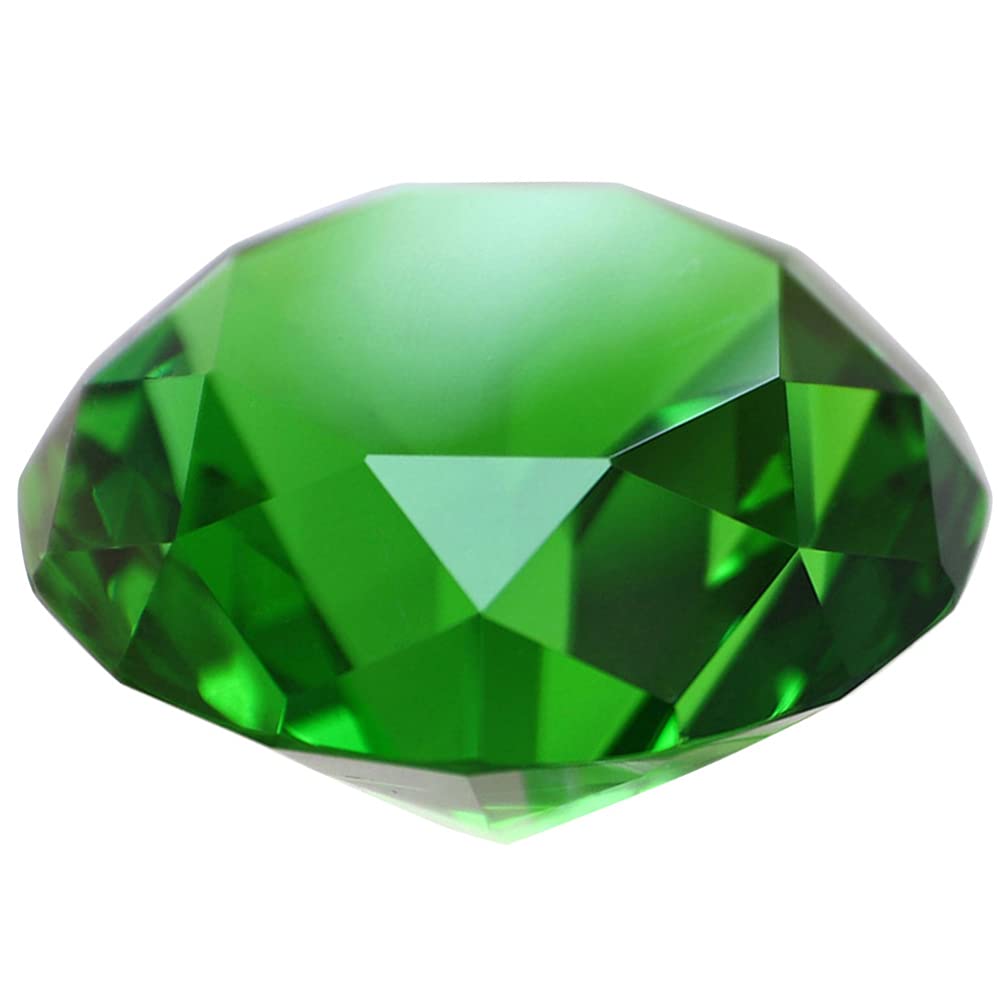 VALICLUD Green Diamond Crystal Ornament 1.57 Inch Emerald Glass Paperweight for Home Wedding Party Bridal Shower Decoration