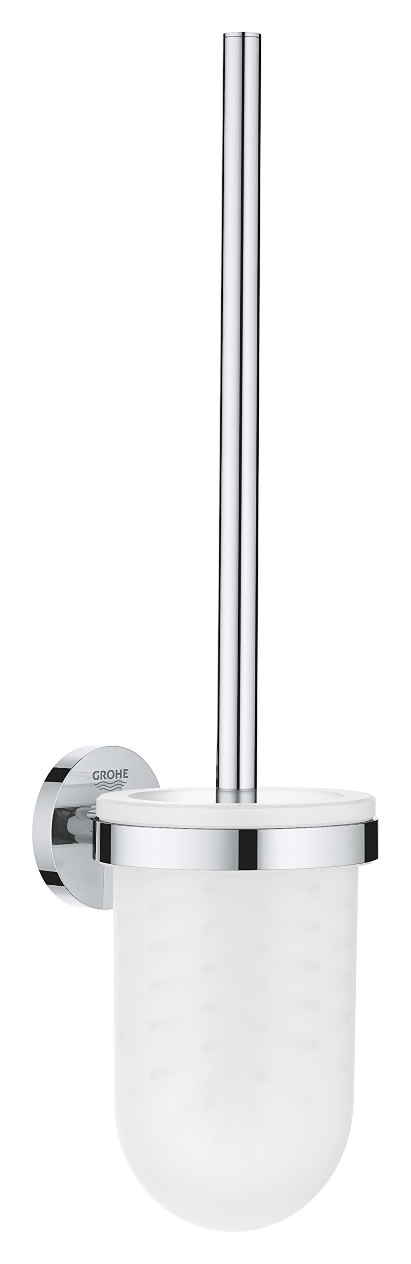 GROHE Start QuickFix Toilet Brush Set (Metal and Glass, Wall Mounted Concealed Fastening, Including Screws and Dowels, Extra Easy to Fit with GROHE QuickGlue), Size 398 mm, Chrome, 41185000