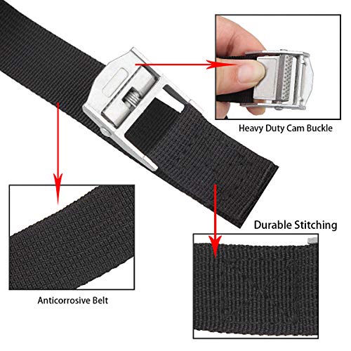10 Pack Lashing Straps 16 Ft x 1 Inch, Black Heavy Duty Cam Buckle