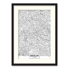 Black Paper Framed Canvas Wall Art for Living Room, Bedroom Black and White City Map Canvas Prints for Home Decoration Ready to Hanging - 23x31 inches