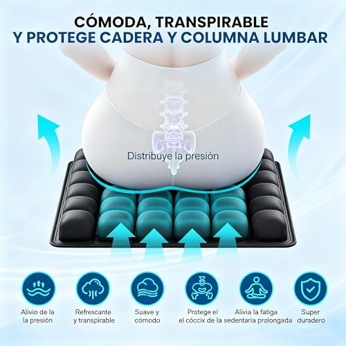 ANGECM8 Cojín de Viaje Inflable para Vuelos Largos, Cojines de Asiento de Aire 3D con Accesorios Inflables para Silla de Oficina, Silla de Ruedas, Coches, Vida en Casa (36 Bolsas)