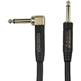 Monoprice 1/4-Inch TS Male to 1/4-Inch Right Angle TS Male Guitar/Instrument Cable - 10 Feet, Blue, 20AWG, Braided Jacket, Gold Plated - Cloth Series