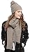 Bienvenu Women Fashion Winter Warm Knitted Scarf and Hat Set Skullcaps,Light Coffee