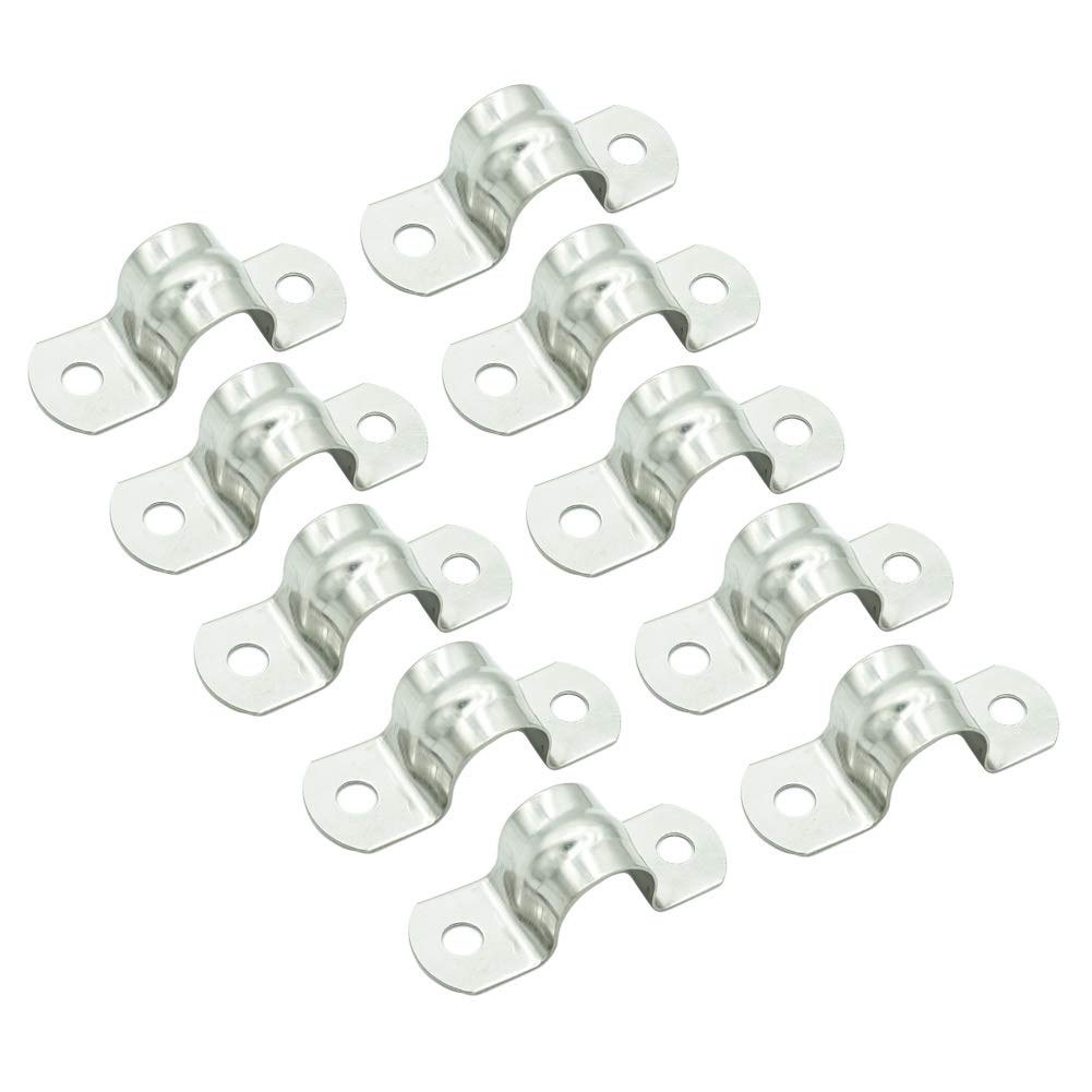 10pcs 304 Stainless Steel Pipe Clips,Two Hole Tube Strap Tension Clips U-Tube Clamp,Pipe Clamps for Water Pipe/Gas Pipe/Steel Pipe/Support Accessories (M16)