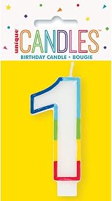 Unique Vibrant Rainbow Number 1 Birthday Candle 7cm x 12cm view 2